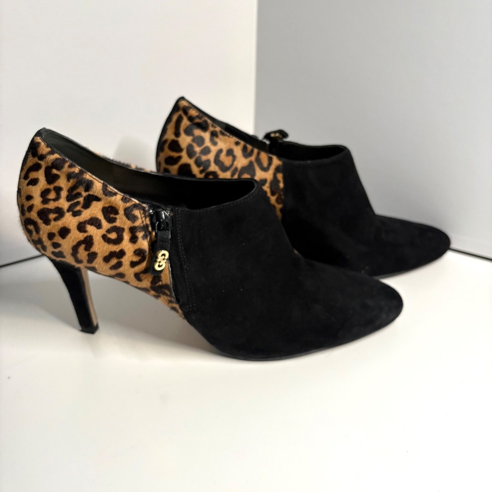Cole Haan Women's Raquel Suede Calf-Hair Animal Print Ankle Bootie‎ Size 10